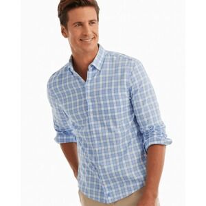 Johnnie O Shelley Hangin' Out Button Down Plaid Shirt Laguna Blue Sz 2XL XXL M